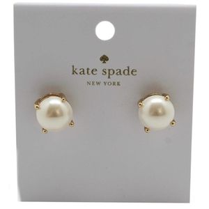 NWT Kate Spade Pearl Stud Gumdrop Gold Earrings